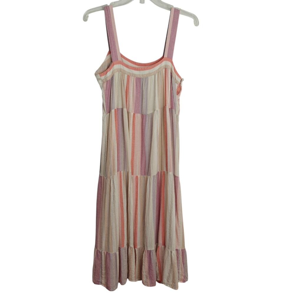 Rails Amaya Juliette Stripe Dress Sz Medium Pink Gauzy Cotton Beach Summer FLAW - Picture 8 of 11